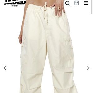 Jaded London Ecru Parachute Pants size M